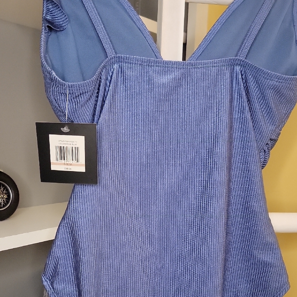 Blue Ruffled One Piece Ellen Tracy - Picture 6 of 12